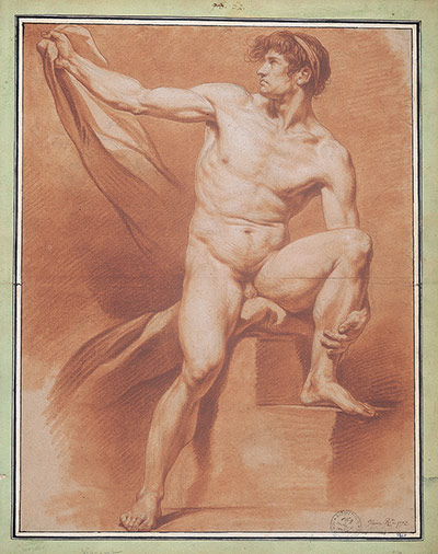 The Male Nude: Francois Andre  Vincent, Nude man seated viewed from the front 1772.