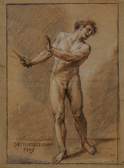 The Male Nude: G L Vernansal, Male, standing, viewed from the front, turning to the right 