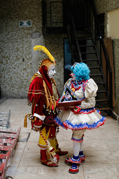 From the agencies: Clowns: A pair of clowns talk backstage prior to giving a special award. Despite th