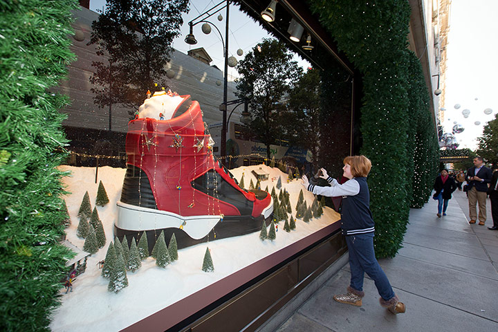 Selfridges window display: Giant Givenchy shoe