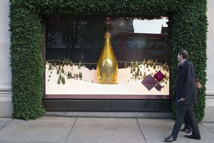 Selfridges window display: Giant Armand de Brignac bottle