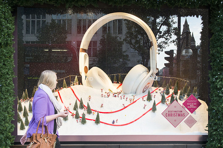 Selfridges window display: Beats headphone display