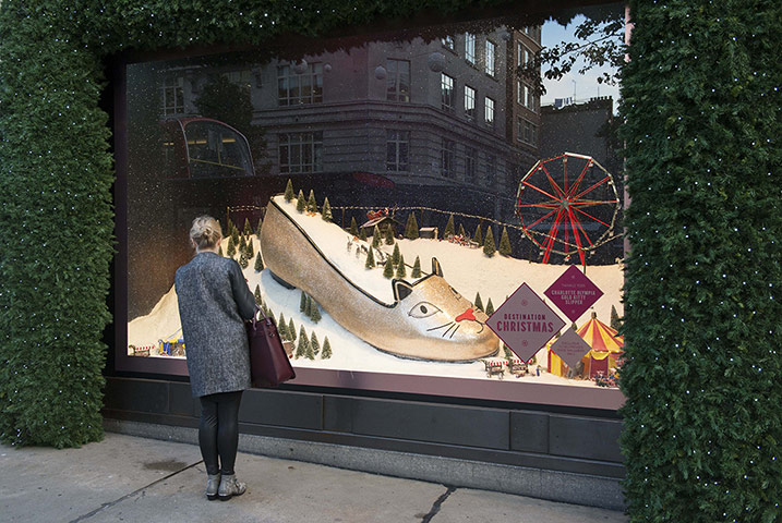 Selfridges window display: Charlotte Olympia shoe