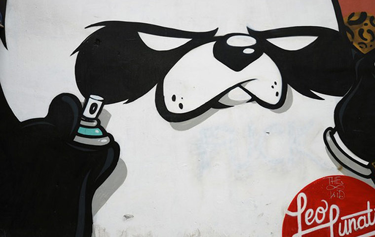 Graffiti: panda with spray can