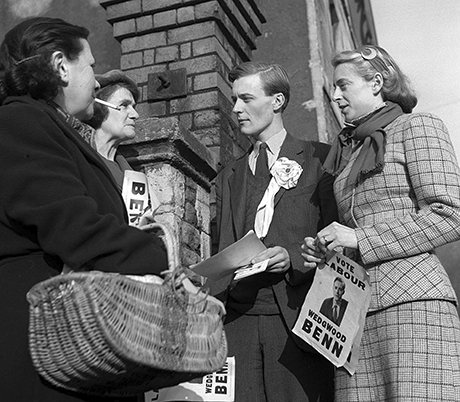 Tony Benn canvassing