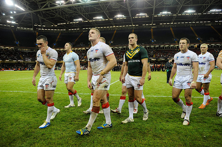Rugby World Cup 4: Dejected England players walk off after ttheir loss to Australia