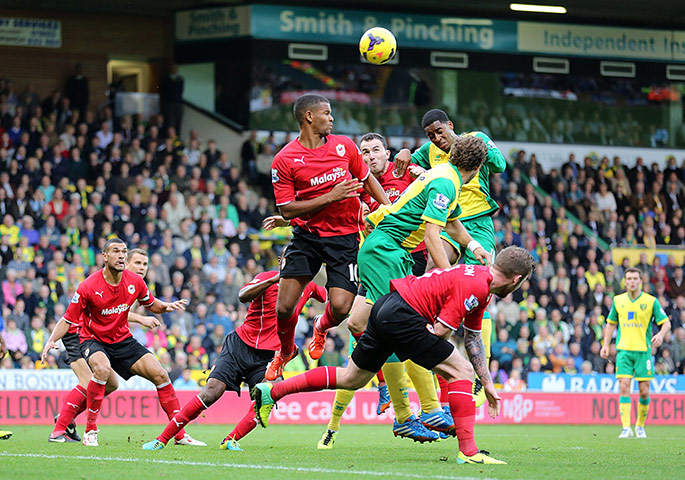 Premier League 5: Cardiff City's Fraizer Campbell heads the ball clear