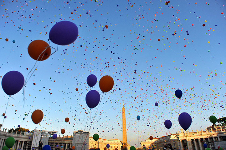 Weekend in pictures: The Vatican: Balloons fly over St Peter's square on the occasion of Family Day