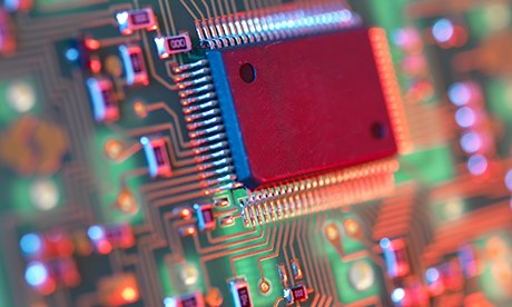 close-up view of a computer motherboard