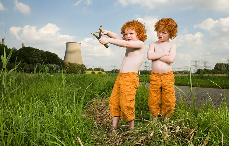 Big Pic - Red Hair: two boys with red hair and orange trousers in grassy landscape