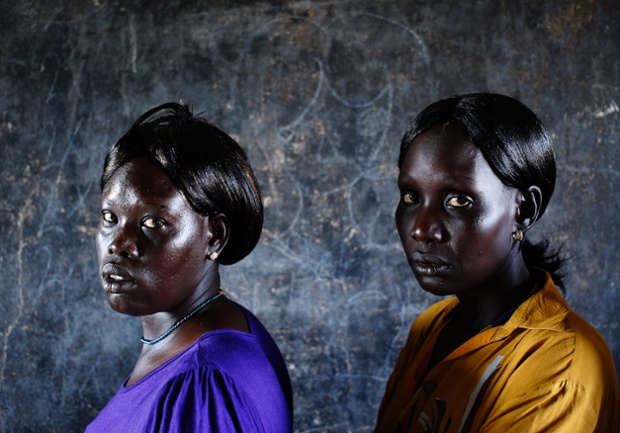 Voters at a polling station located in a school during a referendum in the town of Abyei.