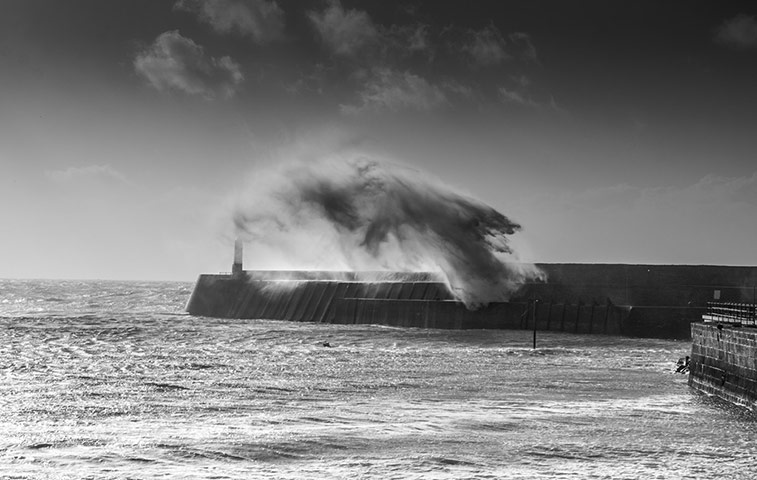 St Jude Witness: Massive waves pound Porthcawl Pier in South Wales 