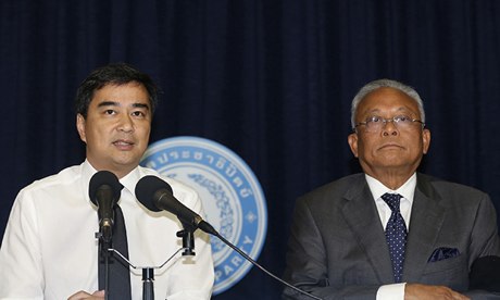 Former Thai PM Abhisit Vejjajiva and Suthep Thaugsuban