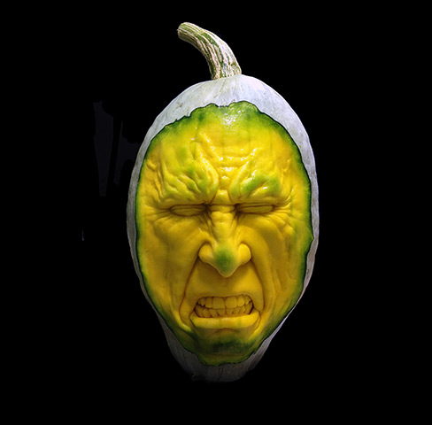 Pumpkin carving: A horror face carved out of a pumpkin