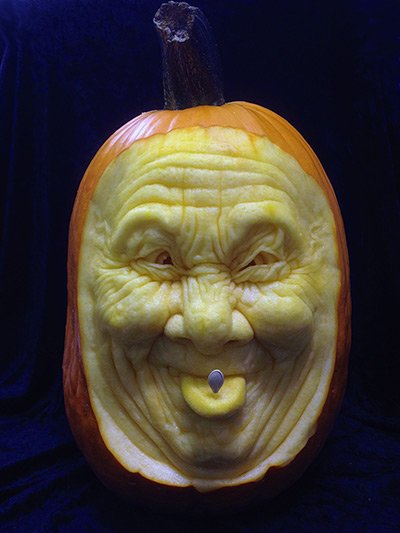 Halloween pumpkin: A funny face carved out of a pumpkin 
