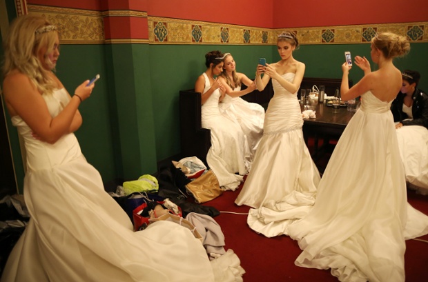Debutantes before the Queen Charlotte's Ball at the Royal Courts of Justice in London