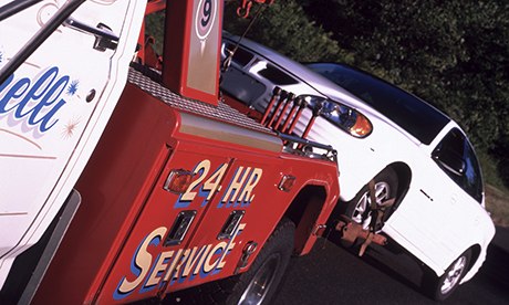 Towed to a garage in France after breakdown