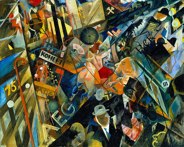 George Grosz: Tempo der Strasse (The Tempo of the Street), 1918. Oil on board