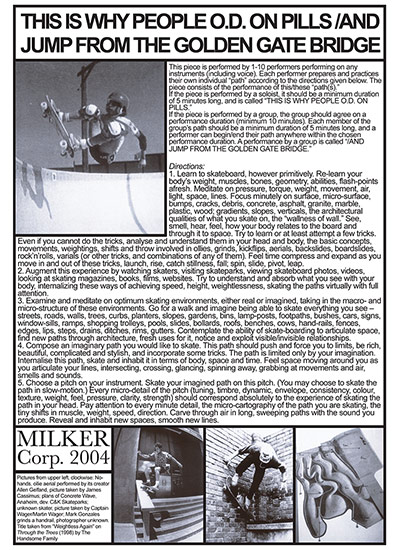 Graphic scores: THIS IS WHY PEOPLE O.D. ON PILLS/AND JUMP FROM THE GOLDEN GATE BRIDGE 