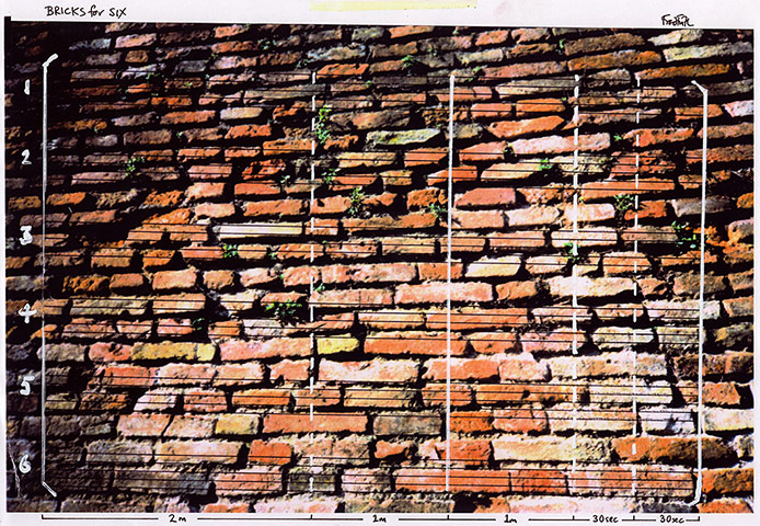 Graphic scores: Fred Frith, Bricks for six, score