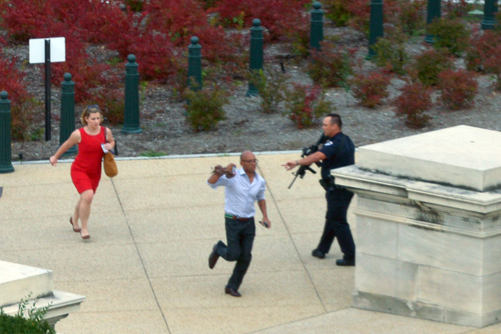 US Capitol Shooting: People run for cover as police converge