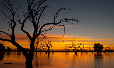 Sunrise over Lake Pinaroo in Sturt National Park, outback Australia.
