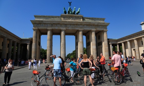 Tourists on bicycles in Berlin