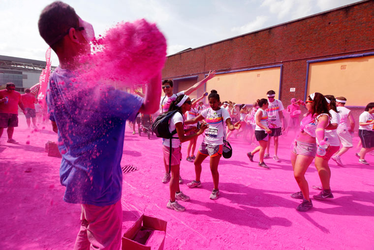 'The Color Run' 5km race in Wembley, London. 14/07/2013. Photo by Jonny Weeks / The Guardian.