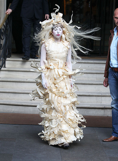 Week in Gaga: Windbreaker: On the day of the UK storm Lady Gaga steps out in weather appr