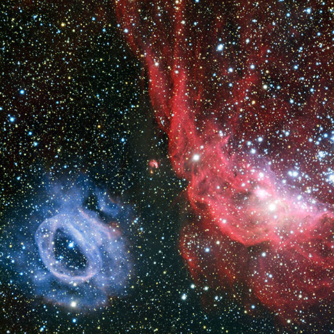 A Month in Space: Two very different glowing gas clouds in the Large Magellanic Cloud