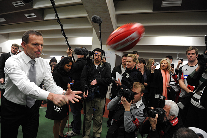 Putin and Abbott: Abbott AFL football