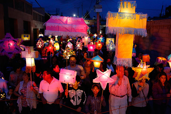 Day of the dead Residents carry lanterns at a procession in Tultepec