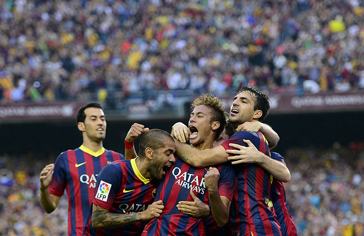 20 Photos: Barcelona's Brazilian forward Neymar celebrates his goal against Real Madrid