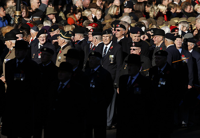 Remembrance Sunday: Military veterans gather near the Cenotaph 