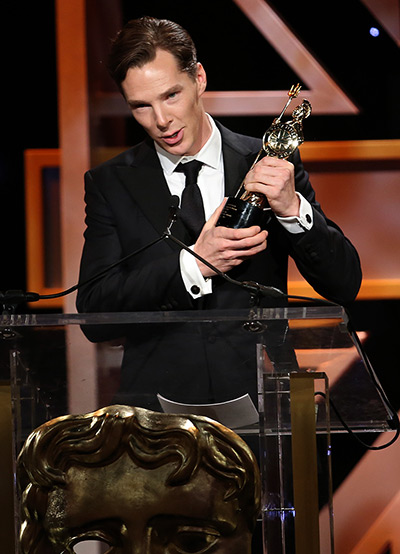 BAFTA LA awards: Benedict Cumberbatch accepts the Britannia Award for British Artist of the 