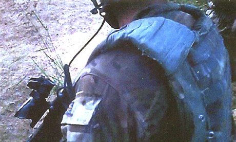 Still image from footage captured on marine's helmet camera during which Afghan insurgent was killed