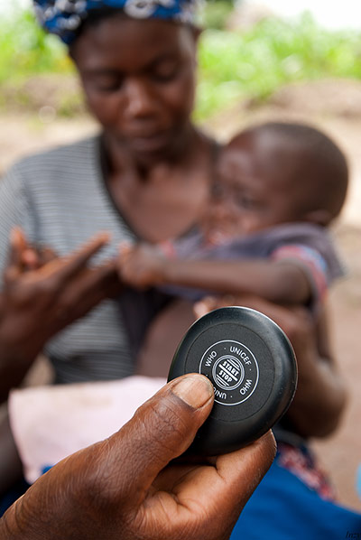 Breath counters in use: Breath counter being used to see how many breaths a child takes per minute