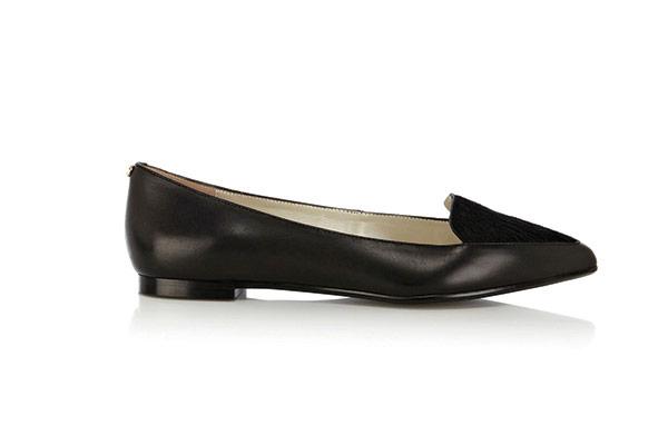 ballet flats & slippers: Best ballerina flats and slippers - black leather slippers by karen millen