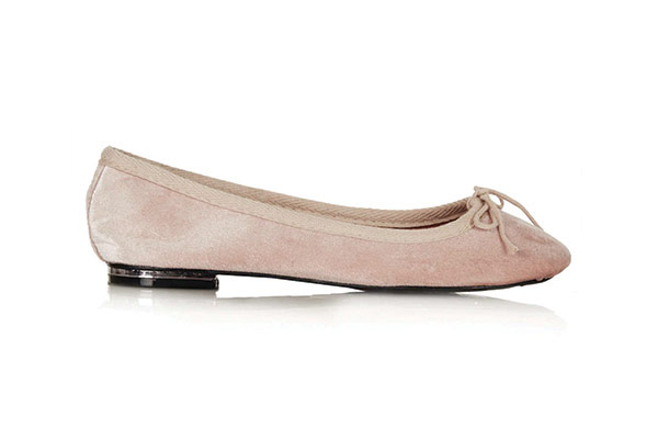 ballet flats & slippers: Best ballerina flats and slippers - dusky pink velvet flats by Topshop