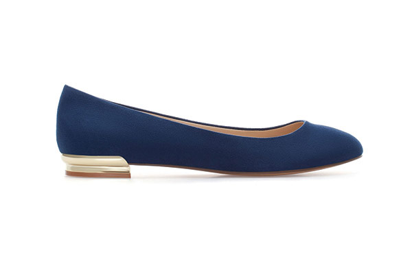 ballet flats & slippers: Best ballerina flats and slipeprs - blue with gold heel by Zara