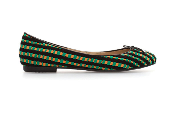 ballet flats & slippers: Best ballerina flats and slippers - green orange black weaved flat by Zara