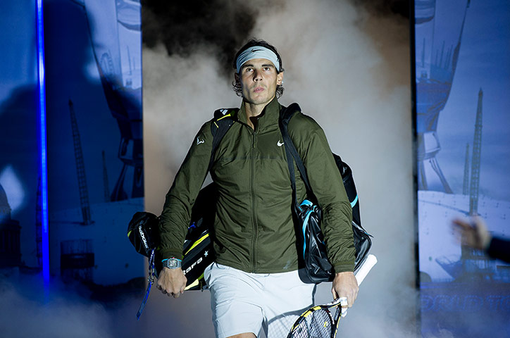 atp world final: Rafael Nadal comes on court 