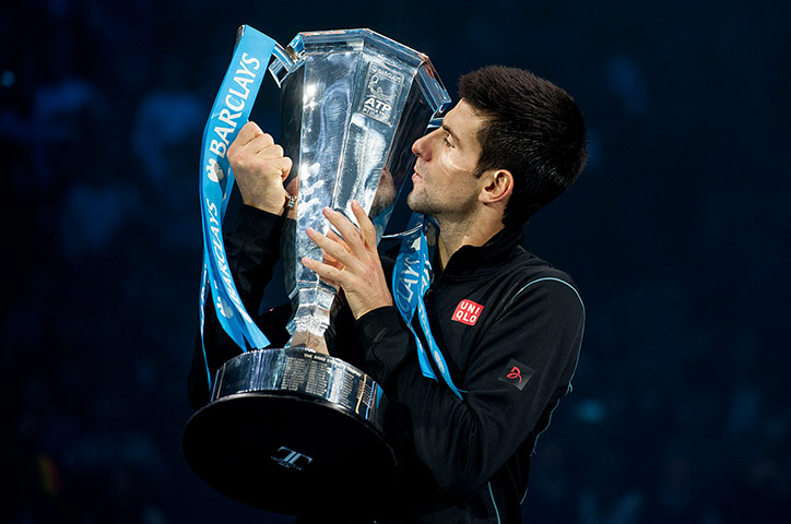 atp world tour final: Novak Djokovic kisses the trophy
