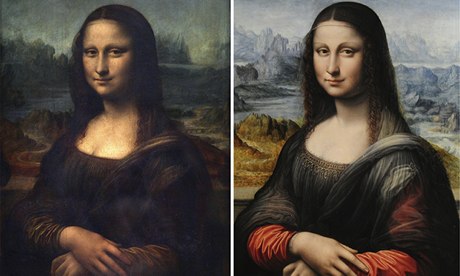 Mona Lisa do Louvre original e cópia