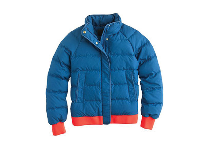 Puffer jackets : Padded jackets - blue padded jacket with neon orange cuffs by J. Crew
