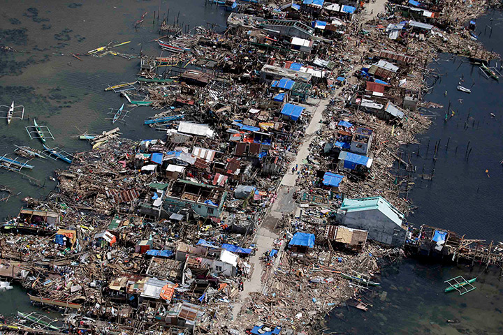 Typhoon Haiyan: The devastation of the first landfall by typhoon Haiyan in Guiuan, Eastern 