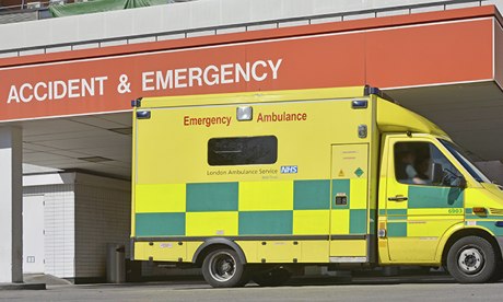 Ambulance at a hospital's accident & emergency entrance