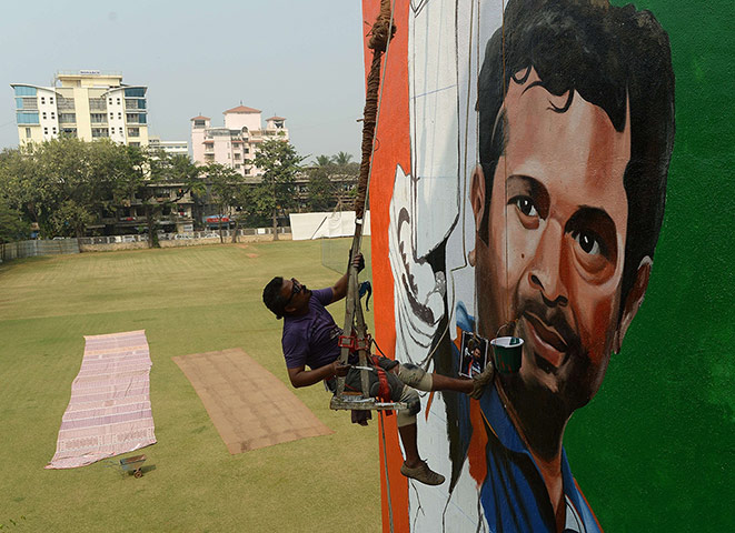 Tendulkar's last hurrah: A giant mural of Sachin Tendulkar