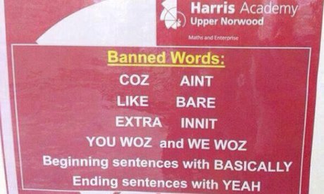 Harris academy banned words