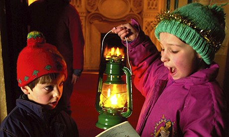 Children singing Christmas carols